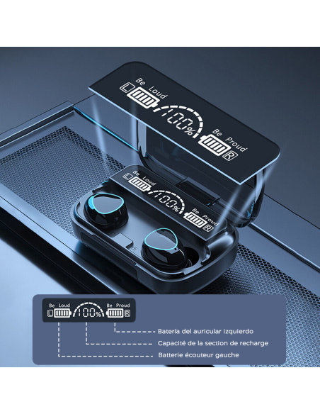 Écouteurs tactiles sans fil Bluetooth 5.3 Microphone affichage LED, sans fil