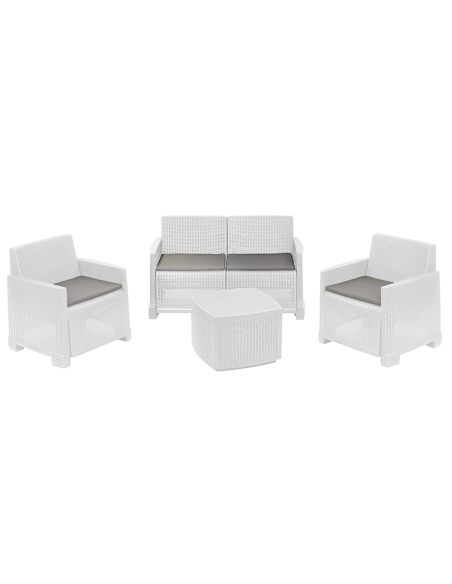 Ensemble jardin rotin COMO Salon Canapé Fauteuils Table polypropylène rotin 4plz