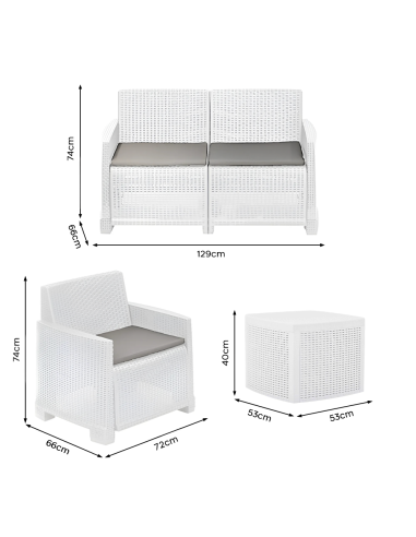 Ensemble jardin rotin COMO Salon Canapé...