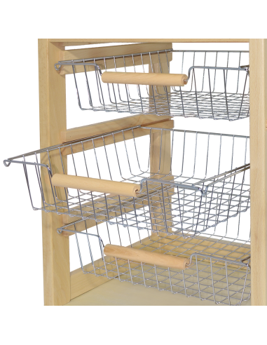 Chariot à pain 3 tiroirs Porte-bouteilles avec...