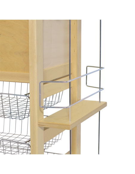 Chariot à pain 3 tiroirs Porte-bouteilles avec roulettes MAS033 Naturel 57x38x82