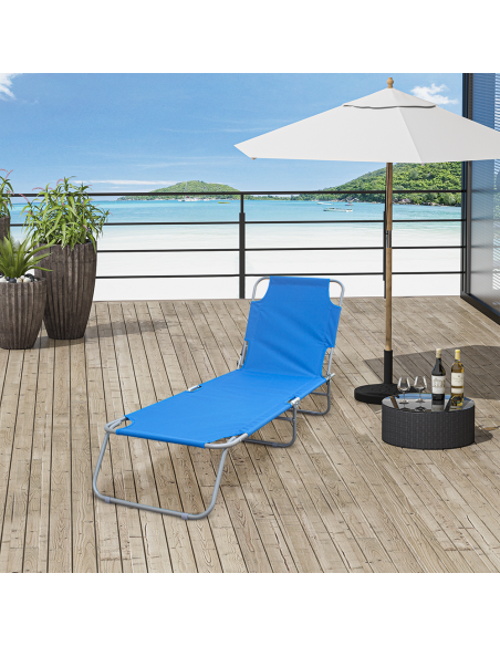 2 pièces chaises longues pliantes en acier 2309 dossier inclinable 4 Positions