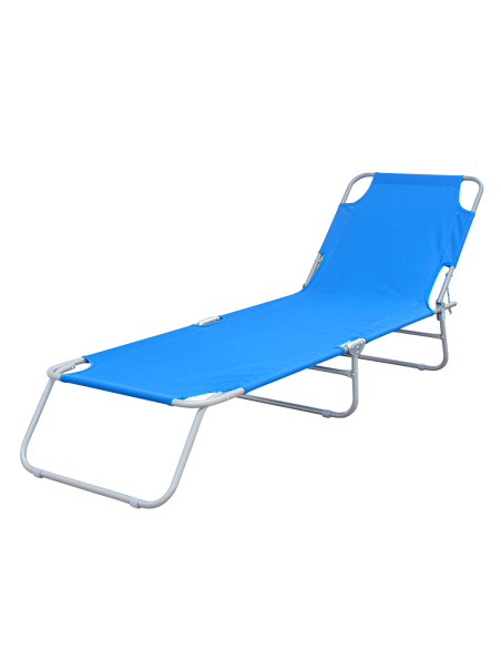 2 pièces chaises longues pliantes en acier 2309 dossier inclinable 4 Positions