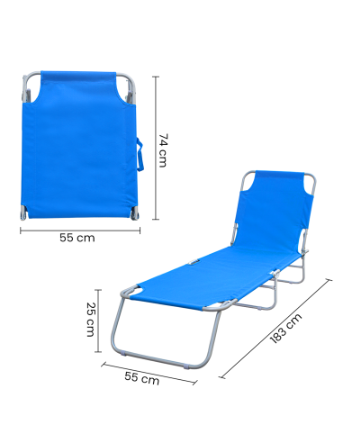 2 pièces chaises longues pliantes en acier 2309...