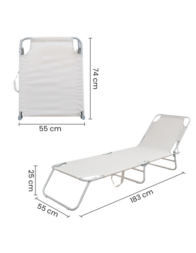 2 pièces chaises longues pliantes en acier 2309...