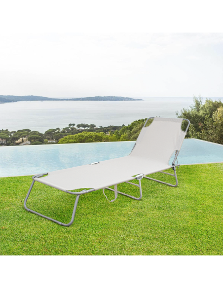 2 pièces chaises longues pliantes en acier 2309 dossier inclinable 4 Positions