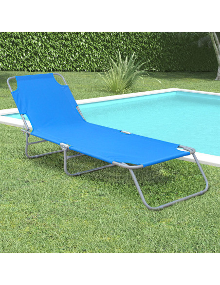 2 pièces chaises longues pliantes en acier 2309 dossier inclinable 4 Positions