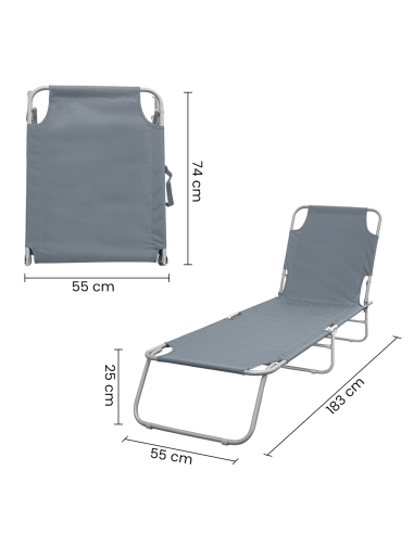 2 pièces chaises longues pliantes en acier 2309...