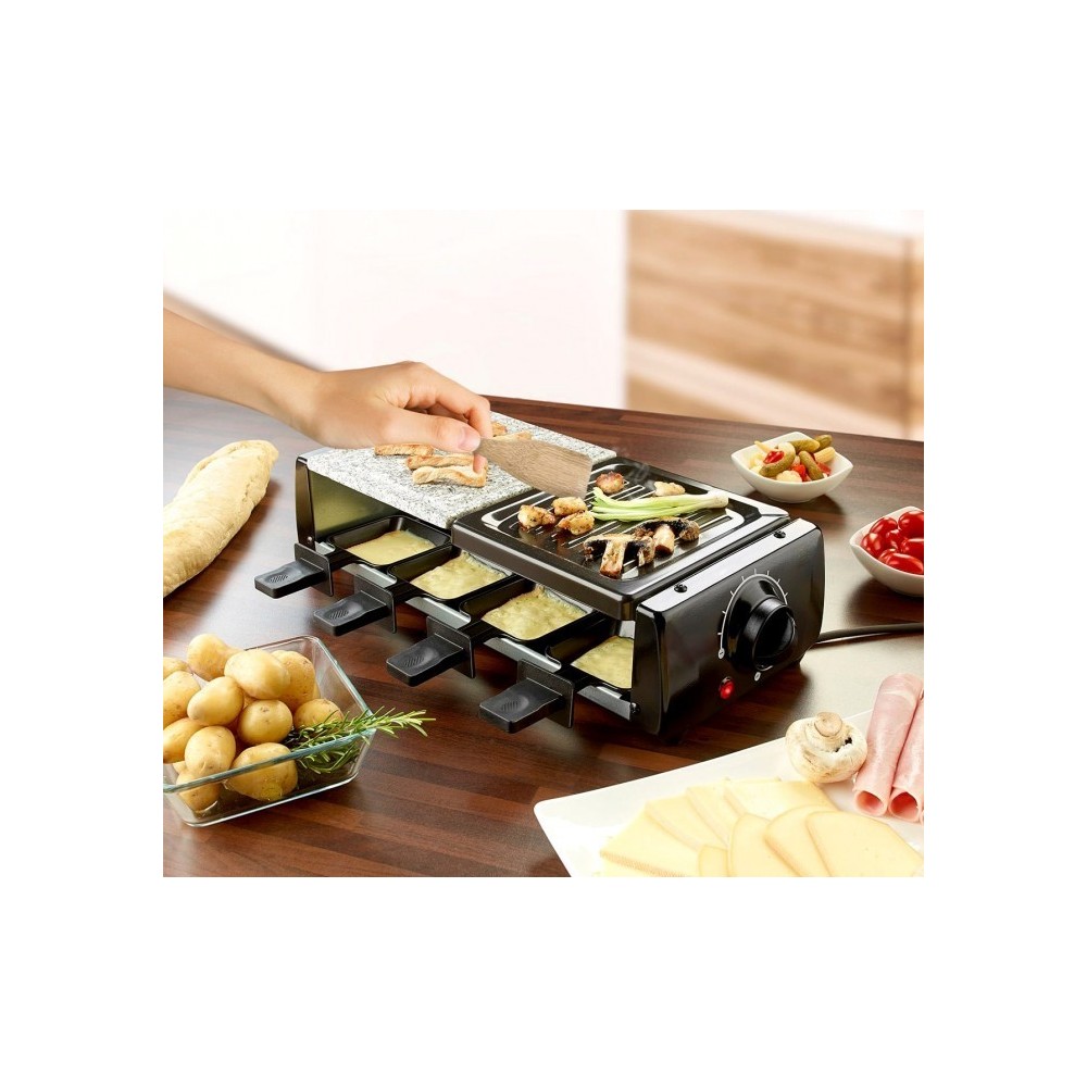 Appareil à raclette 8 personnes avec deux pierres antiadhésive - multifonction (comprend 16 accessoires / 1200W) - 38708