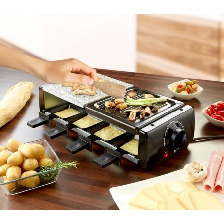 Appareil à raclette 8 personnes avec deux pierres antiadhésive - multifonction (comprend 16 accessoires / 1200W) - 38708