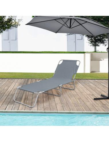 2 pièces chaises longues pliantes en acier 2309...