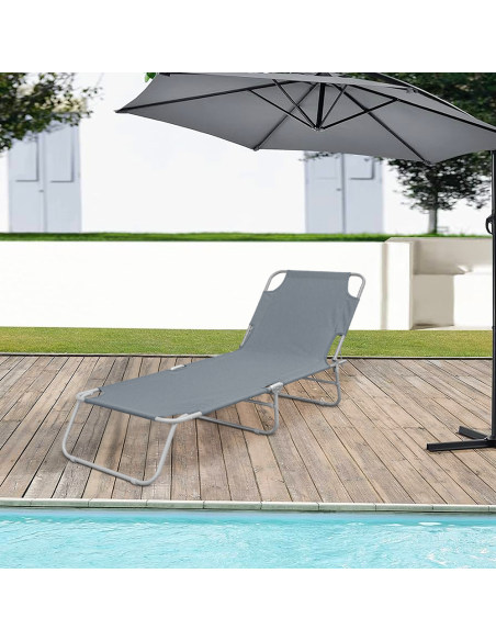 2 pièces chaises longues pliantes en acier 2309 dossier inclinable 4 Positions