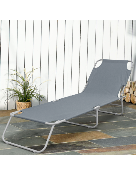 2 pièces chaises longues pliantes en acier 2309 dossier inclinable 4 Positions