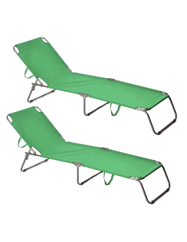 2 pièces chaises longues pliantes en acier 2309...