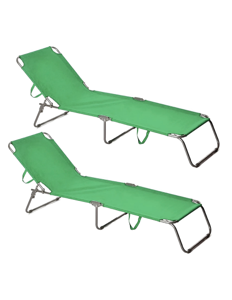 2 pièces chaises longues pliantes en acier 2309 dossier inclinable 4 Positions