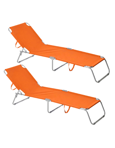 2 pièces chaises longues pliantes en acier 2309...