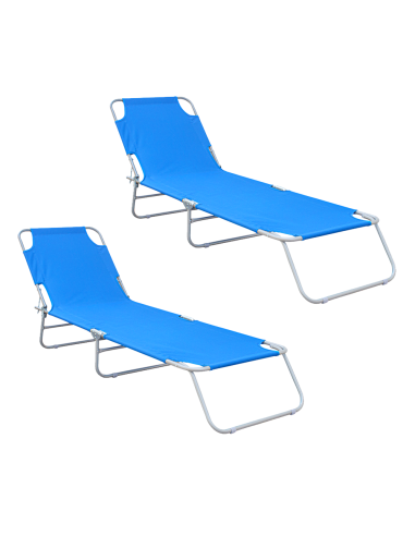 2 pièces chaises longues pliantes en acier 2309...