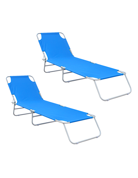 2 pièces chaises longues pliantes en acier 2309 dossier inclinable 4 Positions
