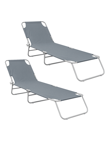 2 pièces chaises longues pliantes en acier 2309...