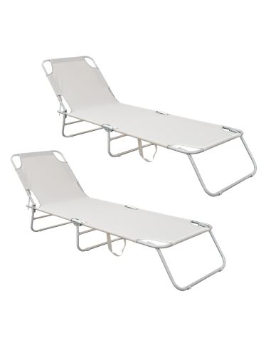 2 pièces chaises longues pliantes en acier 2309...