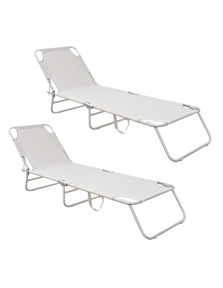 2 pièces chaises longues pliantes en acier 2309 dossier inclinable 4 Positions