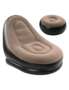 Fauteuil gonflable avec repose-pieds, canapé moderne en tissu velouté portable