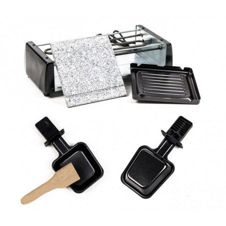Appareil à raclette 8 personnes avec deux pierres antiadhésive - multifonction (comprend 16 accessoires / 1200W) - 38708