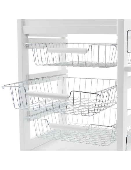 Chariot à pain 3 tiroirs Porte-bouteilles avec Roulettes MAS084 Blanc 57x38x82cm