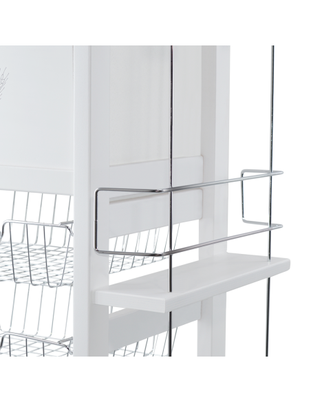 Chariot à pain 3 tiroirs Porte-bouteilles avec Roulettes MAS084 Blanc 57x38x82cm