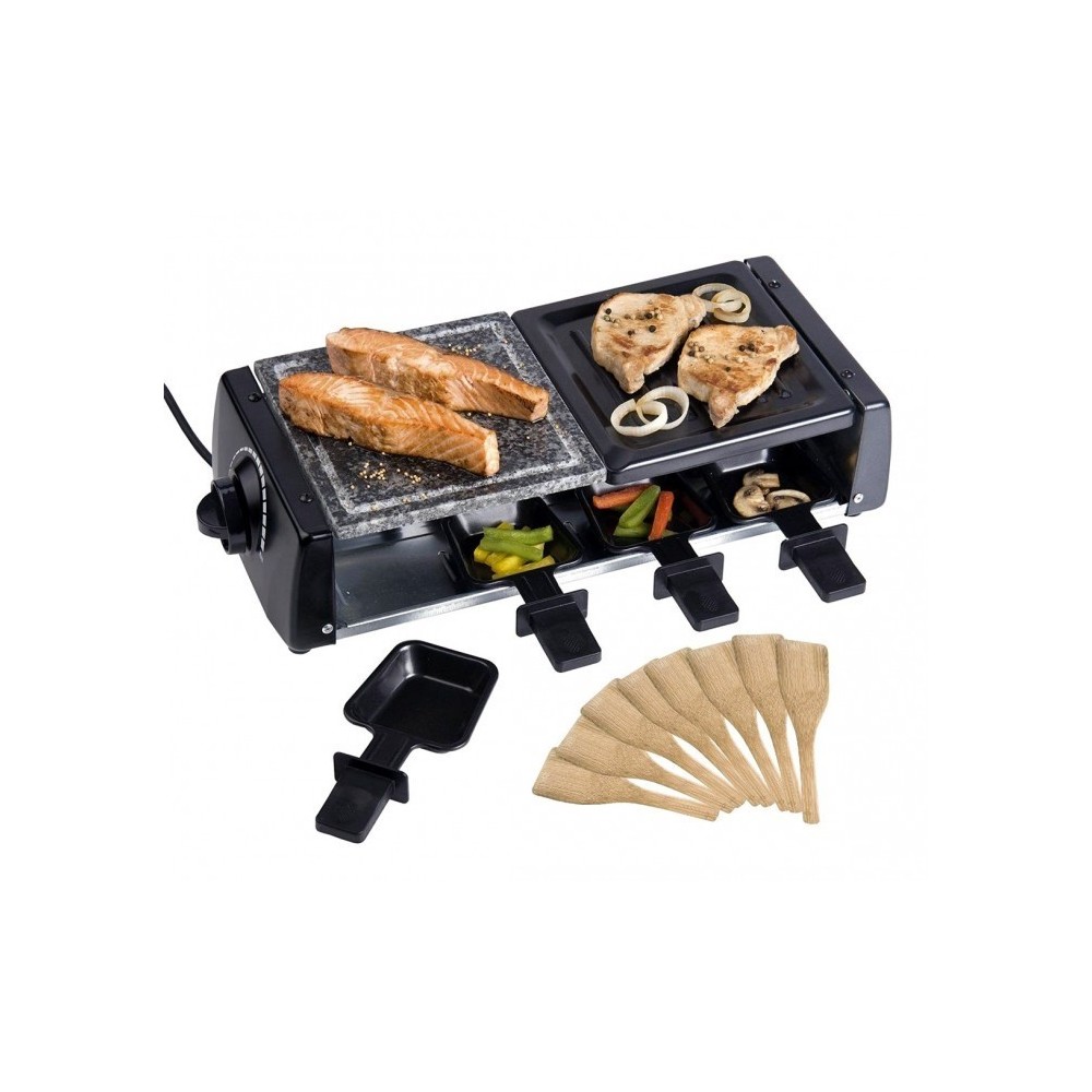 Appareil à raclette 8 personnes avec deux pierres antiadhésive - multifonction (comprend 16 accessoires / 1200W) - 38708