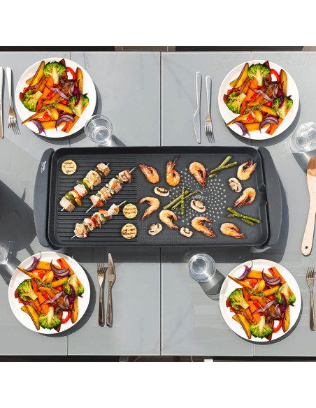 Plaque Électrique en Aluminium Antiadhésive Grill 2200W Extra Large 65.5x29cm