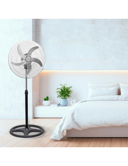 Ventilateur 3 en 1 sur Pied Table et Mural 50W avec 5 Pales en Métal Oscillantes