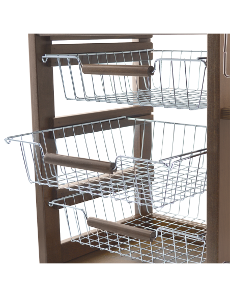 Chariot à pain 3 Tiroirs Porte-bouteilles avec Roulettes MAS018 Noyer 57x38x82