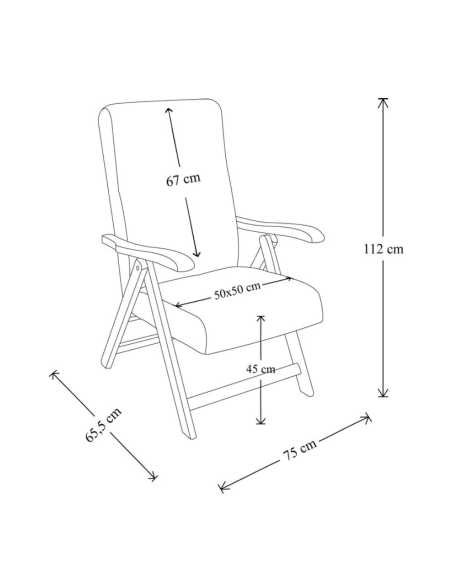 Fauteuil en Bois de Hêtre Noyer Miami MAS272 Dossier Inclinable Relax 65x112x75