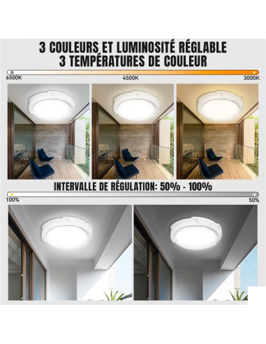 Plafonnier LED 200W 8000mAh IP54 avec Panneau...