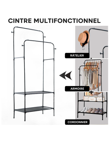 Étagère Multifonction Porte-Manteau et...