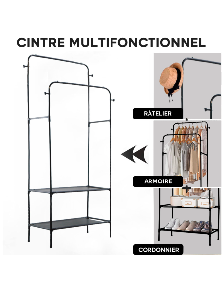 Étagère Multifonction Porte-Manteau et Porte-Manteau en Métal