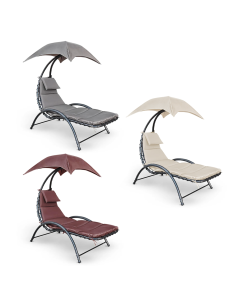 Chaise longue avec parasol BALI Hamac en acier pour...