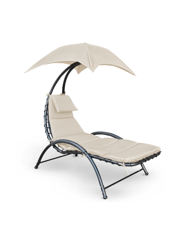 Chaise longue avec parasol BALI Hamac en acier pour extérieur 165x98x180