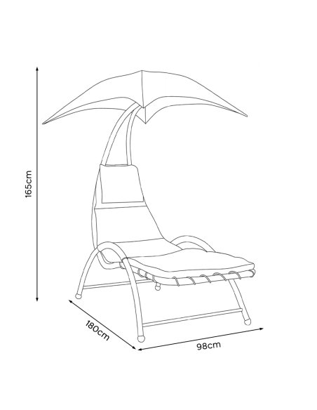 Chaise longue avec parasol BALI Hamac en acier pour extérieur 165x98x180