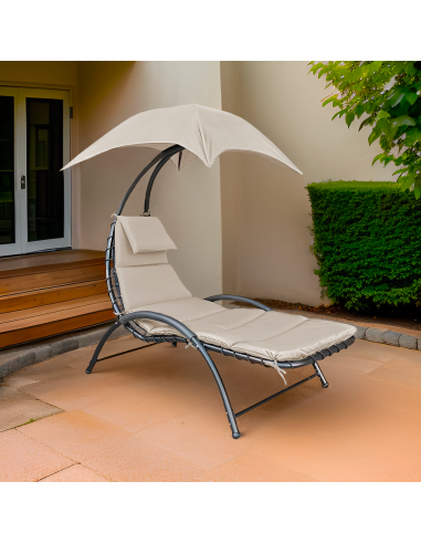 Chaise longue avec parasol BALI Hamac en acier...