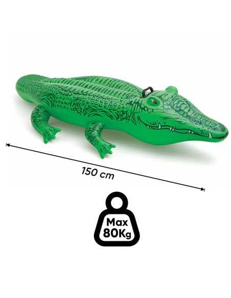 Crocodile gonflable 150cm pour enfants à chevaucher avec poignée pour piscine