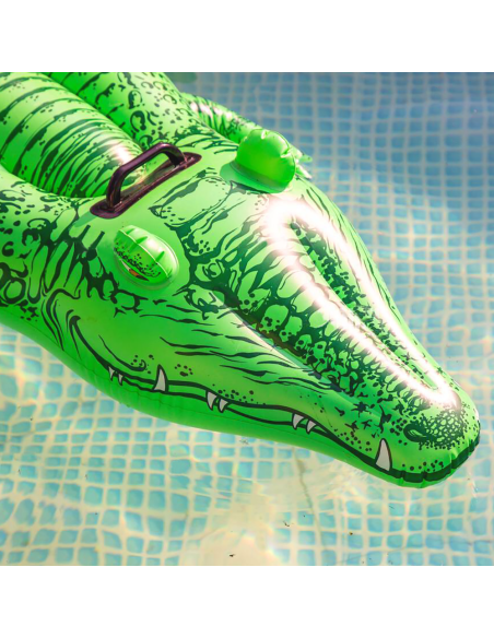 Crocodile gonflable 150cm pour enfants à chevaucher avec poignée pour piscine