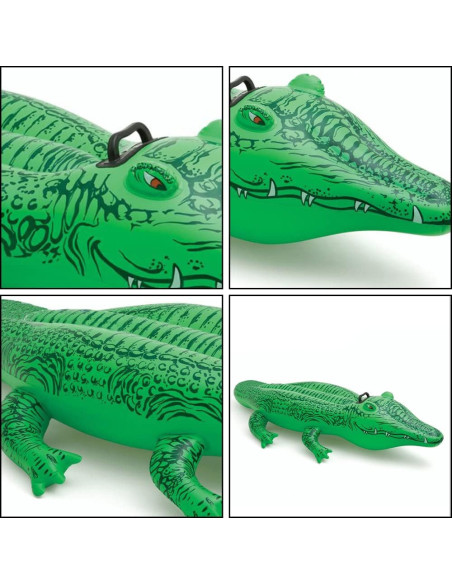 Crocodile gonflable 150cm pour enfants à chevaucher avec poignée pour piscine