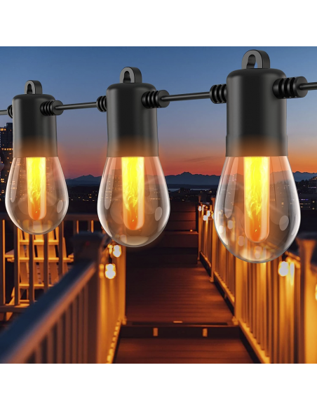 Guirlande Lumineuse Panneau Solaire Rechargeable 10m Lumière Chaude Effet de Feu