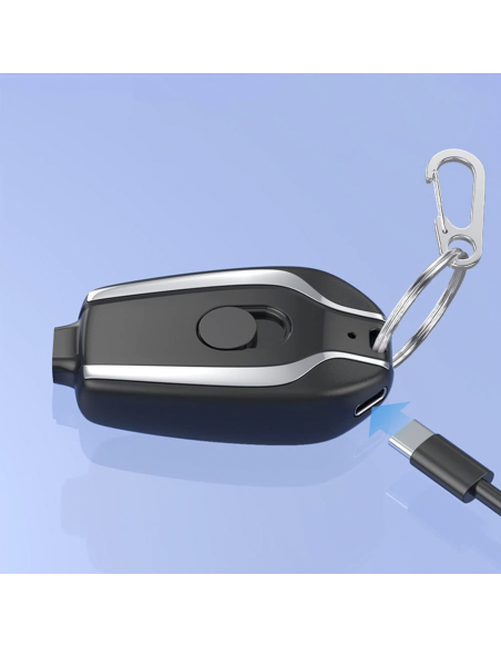 Porte-clés Powerbank 1500mAh Chargeur d'urgence portable Câble USB-C