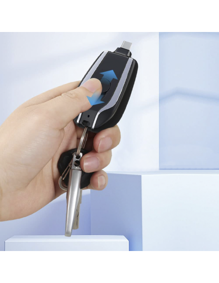 Porte-clés Powerbank 1500mAh Chargeur d'urgence portable Câble USB-C