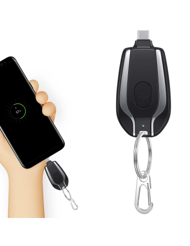Porte-clés Powerbank 1500mAh Chargeur d'urgence...