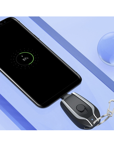 Porte-clés Powerbank 1500mAh Chargeur d'urgence...