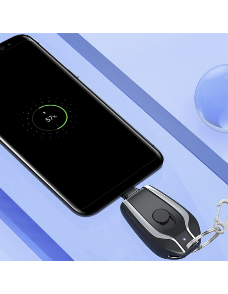 Porte-clés Powerbank 1500mAh Chargeur d'urgence portable Câble USB-C